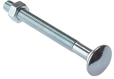 Merriway BH04830 (10 Pcs) Carriage Bolts with Nuts, M8 x 75 mm (5/16 Inch x 3 Inch), Zinc Plated - Pack of 10 Pieces
