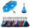 Jooayou Umdrehbarer Regenschirm mit 2 Flächen, C-förmiger Griff, rückseitig faltbarer Regenschirm, Anti-UV, winddicht, Reise-Regenschirm mit Tragetasche, damen, Himmelblau