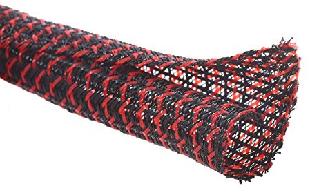 Alex Tech 10ft - 1 inch Cord Protector Wire Loom Tubing Cable Sleeve Split Sleeving for USB Cable Power Cord Audio Video Cable – Protect Cat from Chewing Cords - BlackRed