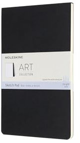 Moleskine 13 x 21 cm Large Size Art Sketchbook, Paper for Pencils, Charcoal, Pens, Fountain Pens and Markers Soft Cover, Colour Black, 48 Pages