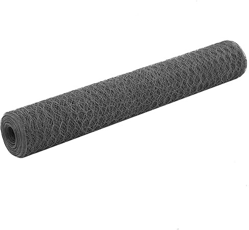 vidaXL Hönsnät stål med PVC-beläggning 25x1 m grå