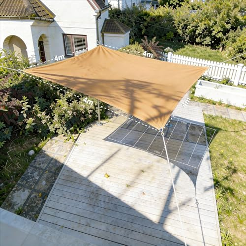 HAIKUS Voile d'ombrage Carré 4x4 m, Toile Ombrage HDPE Respirant (185g/㎡), Filet dombrage 4m avec Protection UV pour Patio Jardin Terrasse Camping Extérieur, Sable 4x4m Sable