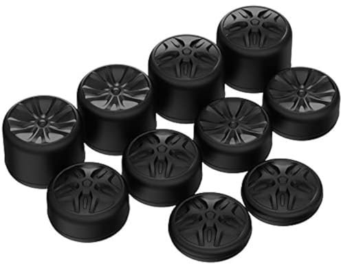 PlayVital Black Ergonomic Analog Joystick Caps for Xbox Series X/S, Xbox One, Xbox One X/S for PS5 for PS4, Switch Pro Controller - with 3 Height Convex and Concave - Pentagram & Rotary Wheels Design