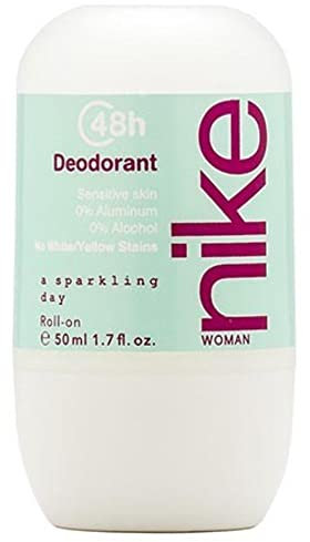 NIKE - A Sparkling Day Desodorante Antimanchas para Piel Sensible, Desodorante Mujer Roll-On 50 ml, 0% Alcohol y 0% Sales de Aluminio, Larga Duración, Fragancia Floral Oriental