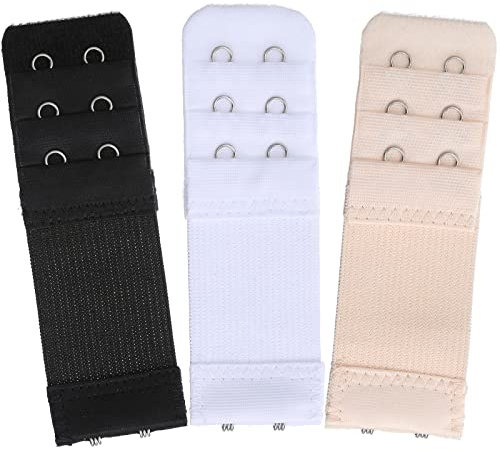 Smukdoo Bra Strap Extenders, Women Elastic Extensions Bra Extender Set 3 Rows x 2 Hooks, 3 Piece,Skin,White,Black
