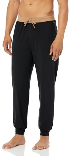 BOSS Balance Soft Cotton Cuffed Lounge Pants Pantalones de chándal, Deep Black/icónico Camello, XXL Hombres