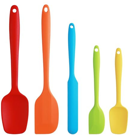 Silicone Spatula, 5 PCS High Heat Resistant Non-Stick Rubber Spatulas Set, Food Grade Baking Spatulas Kitchen Utensils for Baking, Cooking and Mixing