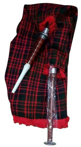 Cornamusa in palissandro scozzese con supporti argentati, include due ance Chanter, pronta da suonare, copertura in tartan MacDonald