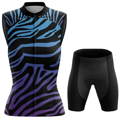 Completo Ciclismo Donna Abbigliamento Bici MTB Estivo,Maglia Ciclista Maglietta da Ciclo Senza Maniche Gilet e Pantaloncini Shorts con 19D Gel Imbottiti,Tuta da Bicicletta Asciugatura Rapida|2,M