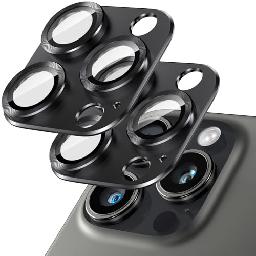 Giftorld 2 pellicole protettive per obiettivo fotocamera iPhone 14 Pro/14 Pro Max, vetro temperato 9H, piastra in alluminio aeronautico, cerchio notturno, senza bolle, chiarezza HD, installazione