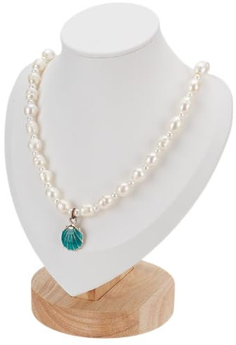 arricraft 1 support de Présentation pour Collier et Buste Présentoir à Bijoux en Cuir PU Blanc Présentoir à Bijoux en Bois Support de Mannequin pour le Rangement de Colliers Pendentifs Colliers