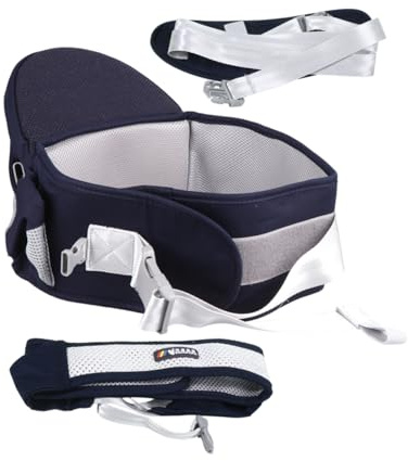Abaodam Portabebés Asiento Ergonómico Multifuncional Para Niño Niña Soporte Antideslizante Con Cinturón y Transpirable Para Porteos Cortos y Recién Nacidos Color Azul Oscuro