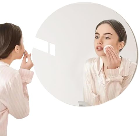 Specchio Da Bagno - Specchio Per Trucco Rotondo In Acrilico Da Parete 40x40 Cm | Specchi Cosmetici Adesivi Per Bagno | Lastra Per Specchio Acrilico Per Specchio Da Bagno | Decorazione Da Parete Imperm