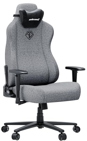 Anda Seat Novis Max Gaming Chair for Adults - Extra Large Reclining Video Game Chairs, Linen Fabric Ergonomic Gaming Chair, Heavy Duty Back Lumbar Support - Grey Fabric Computer Chairs for Home & Work