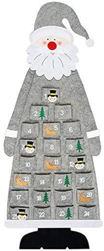 2025 Advent Calendar, Wall Felt ​Santa Advent Calendar with Pockets 24 Days Reusable Christmas Countdown Calendar Hanging Xmas Decorations (Grey)