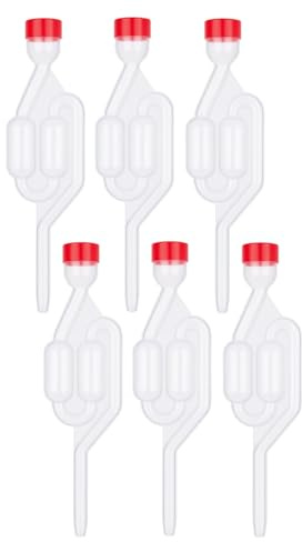 Wriligel Barboteur Fermentation 6pcs, Tube Beertender réutilisable avec Couvercle Plastique, Tubes Beertender pour Seau Fermentation, Brassage bière, vin, cidre et Kimchi