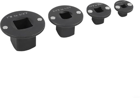 Juego de adaptadores de llave de vaso planos, acero tratado térmicamente, 4 tamaños, 1-3/4, 3/4 - 1/2, 1/2 - 3/8, 3/8 - 1/4, soporte magnético