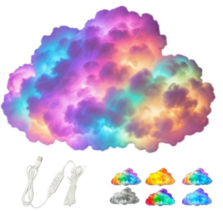 Thunder Cloud LED Light, 3D Big Cloud Lightning Light Kit, LED Clouds Light, DIY USB-Powered Thundercloud LED Light Decor, with Multicolor Effects for Bedroom, Gaming (200cm)
