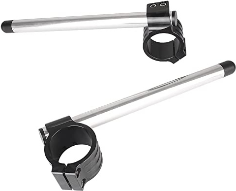GTT002 7/8 Motorcycle Clip-On Fork Handlebars 45MM Fork Handle Bar Replacement For Motorcycle Universal, Silver(Black)