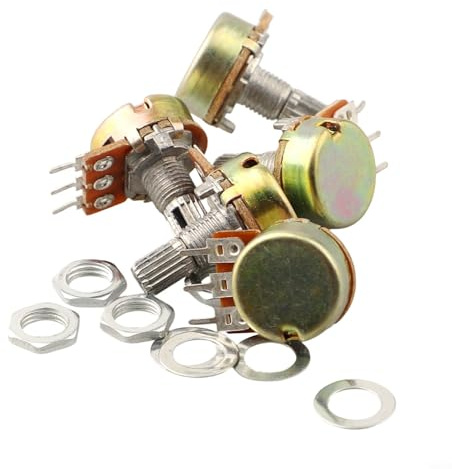 WH148 Potentiomètre linéaire coudé 50 K Ohms Film carbone 3 broches Montage PC avec arbre de commutation 15 mm pour appareils audio, amplificateurs et électr