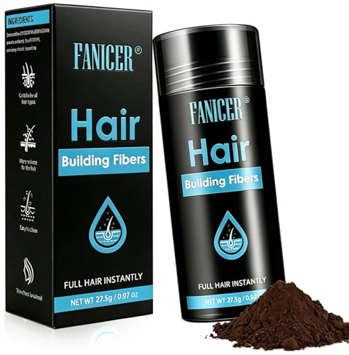 27.5G Fibres Capillaires Densifiantes En Poudre, Poudre De Fibres Pour Cheveux Clairsemés, Poudre Densifiante Pour Racines Et Raie, Aspect Cheveux Plus Fournis, Usage Quotidien Homme Et Femme (Marron)