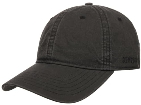 Stetson Ducor Sun Guard Fullcap Uomo - Cappellino da Baseball in Cotone bio (sostenuto) - Primavera/Estate - Protezione UV 40+ - Look-StoneWashed - Cappellino da Esterno Nero L (58-59 cm)