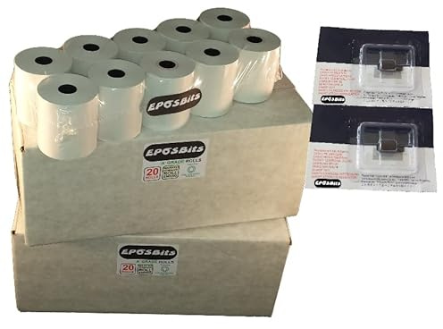 EPOSBITS® Brand 40 Rolls + 2X Ink for Sharp XE-A102 XEA-102 XEA102 Cash Register