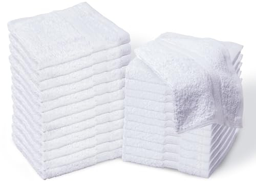 Living Fashions Luxury Spa White Cotton Washcloths 12x12, Set of 24