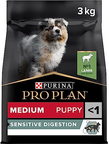 Pro Plan PURINA PRO PLAN Medium Puppy Sensitive Digestion Welpenfutter trocken, reich an Lamm, 1er Pack (1 x 3 kg)
