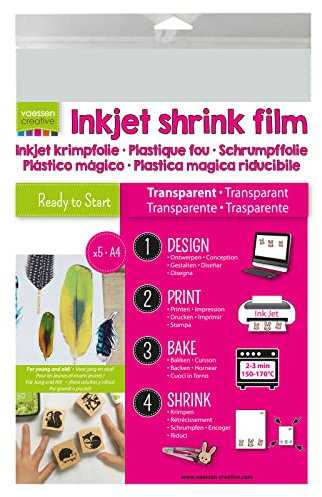 Vaessen Creative Schrumpffolie (Inkjet) A4 Transparent 5pcs, 21 x 29.8 x 0.3 cm