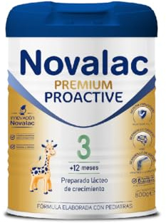 Novalac Premium Proactive 3 Leche de Continuación 1-3 Años. Contribuye al Desarrollo Normal y del sistema inmunitario del Bebé. Fórmula Elaborada con Pediatras rica en Calcio, Yodo, ViT A y D - 800 g