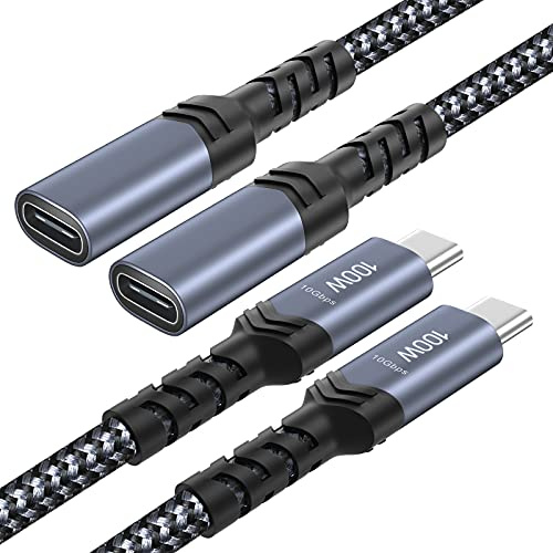 Besgoods USB C Extension Cable, 3ft USB C Male to Female Extender USB 3.2 100W Fast Charging 10Gbps Data Transfer 4K Display Compatible with iPhone 17 16 15 USB Hub iPad MacBook Dell-2Pack,Black