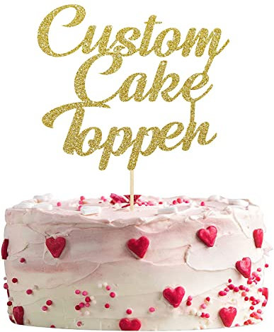 Mobile Stuff Personalised Glitter Cake Topper Happy Birthday Decorations Glitter Card Any Text Customised Wedding Party Multicolour 1st 13th 16th 18th 21st 30th 40th 50th 60th 70th (Gold)