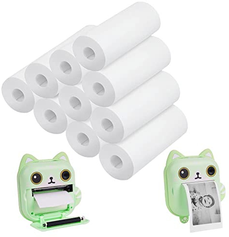 Ainiv Recharges Appareil Photo, Lot de 10 Rouleaux de Papier d'impression Instantanées pour Appareil Photo Enfant, Papier Thermique, 5,7 cm x 5 m par Rouleau