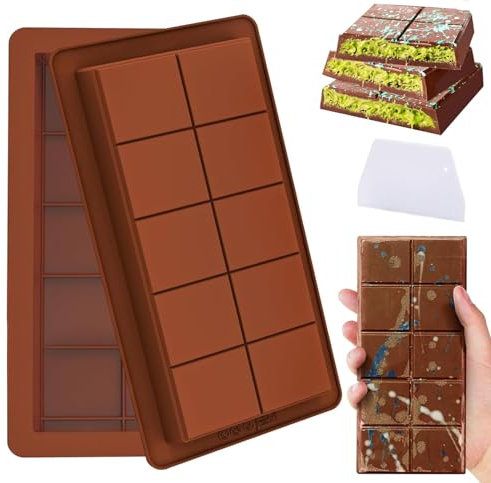 Pipihome Cioccolatini Stampi in Silicone, 2 Pezzi Stampo per Cioccolato, Stampo per Tavoletta di Cioccolato Profonda, Stampi Cioccolatini Extra Profondi per Dubai Chocolate Torrone e Dolciumi