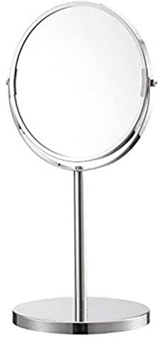 Housewares - Espejo de mesa ovalado de metal de doble cara para maquillaje, 6 x 14 cm, plateado, 2 aumentos, creativo y exquisito, bonito y profesional