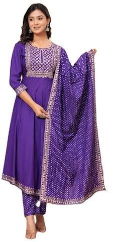 JVSP FASHION Women Embroidered Kurta set with Dupatta in Rayon fabric Indian Tunic Dress Ethnic Wear Collection For Women
