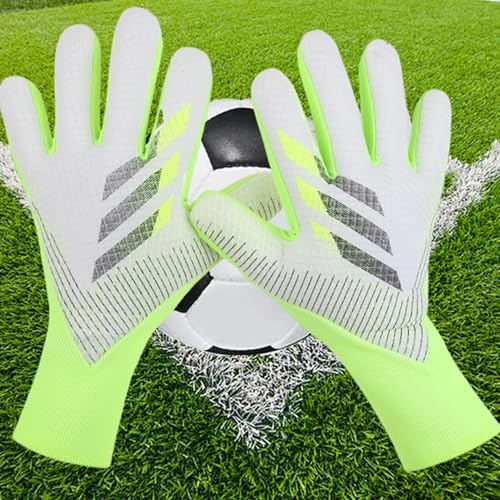 XSQD Breathable Goalkeeper Glove, Junior Kids Football Gloves With Thick, Latex Anti Slip Latex, Adult Football Gloves, Available In Sizes 7/8/9/10 Ideal For Athletes And Beginners(Green 10 Size)