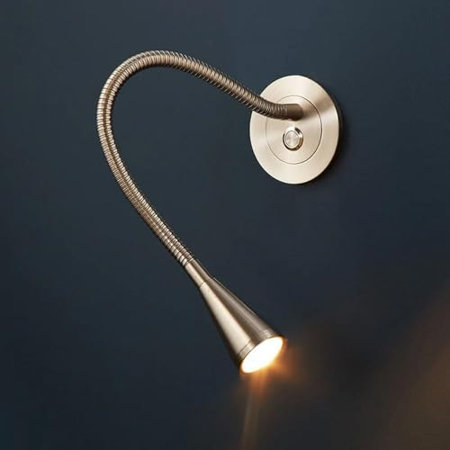 HAvern Applique Murale, Lampe de Lecture Murale dorée, Lampe de Chevet à LED, Applique Murale Flexible à col de Cygne avec Interrupteur à Poussoir, Lampe de Lecture de tête de lit Moderne