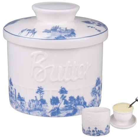 imposyu Burriera in Porcellana Porta Burro da Frigorifero 6,7oz Burriera Stile Barattolo Contenitore per Burro con Coperchio 200 ml Contenitore in Porcellana per Conservare Il Burro