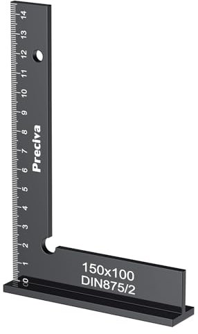 Equerre Menuisier, Preciva 150x100mm Aluminium Précision Angle Droit Bloc Règle avec Échelle, Fausse Equerre Charpentier Metal pour Machines Mettre en Place et Laboratoire Utilisation