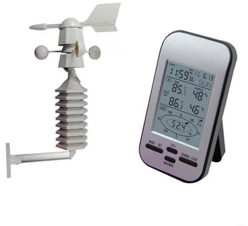Yuanpgky Weather Station, With Wind Direction Sensor Temperature Humidity Monitor, 433MHz, Wireless Transmission, LCD Display Screen, Professional
