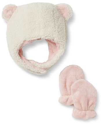 Amazon Essentials x Sofia Grainge Ensemble Bonnet et Moufles Mixte Enfante, Ivoire, S (6-12 mois)