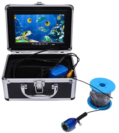 Denash 5MP Undervattensfiske Kamera, 1080p HD 7 Tum Skärm Bärbar Fiskfinder med 30 M Kabel, 8 Lysdioder för Flotte och Plattformsfiske, Lämplig för Olika Miljöer (EU)