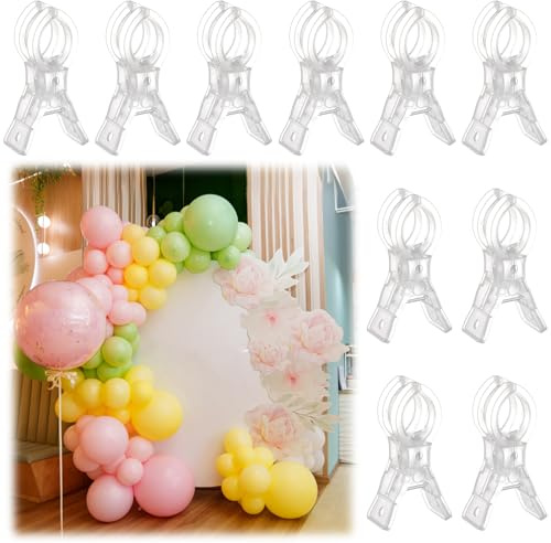 LemonRoad 10 Pack Large Balloon Arch Clips Plastic Transparent Backdrop Spring Clamps 3.5 Inch Heavy Duty Clip for Balloon Arch Kit Birthday Decoration Crafts Woodworking Photography Studios (Clear)