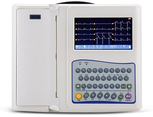 12 Monitor ECG de plomo, Monitor de pacientes con ECG de 7 pulgadas portátil, máquina ECG ECG de electrocardiografía de 12 canales con software, para signos vitales de atención, modo de demostración