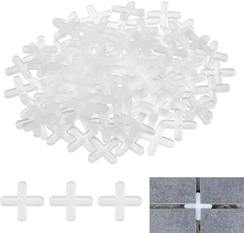 sourcing map Distanziatori per piastrelle, 600 pezzi, 5 mm, a forma di croce, per pareti e pavimenti (bianco)