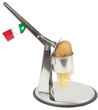 MOHOME Schiacciapatate Acciaio Inox 18/10 Purè di Patate Made in Italy 2 Filtri Intercambiabili Passapatate Manuale Schiacciapassatelli Lavabile in Lavastoviglie Verdura Frutta Cibo Neonati