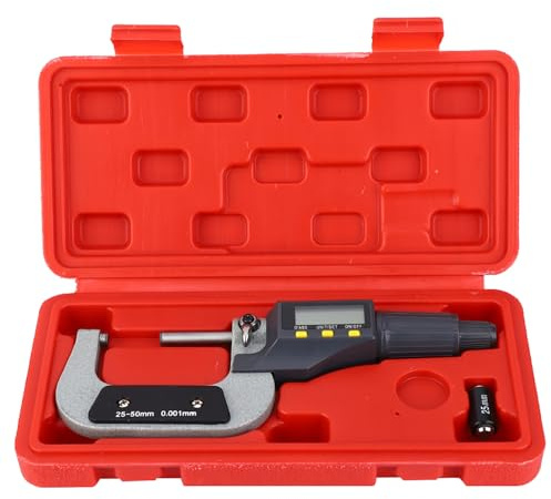Micrómetro electrónico digital de 0,001 mm, calibrador de micrómetro exterior para medición y trabajos de precisión (25-50 mm)