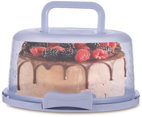 Giwnuq 10 Inch Cake Carrier | Portable Cake Container With Locking Buckle | Clear Cakes Box With Lid And Handle | Food Storage Container Suitable For Storing Birthday Cakes, Pies, Cupcakes, Nuts